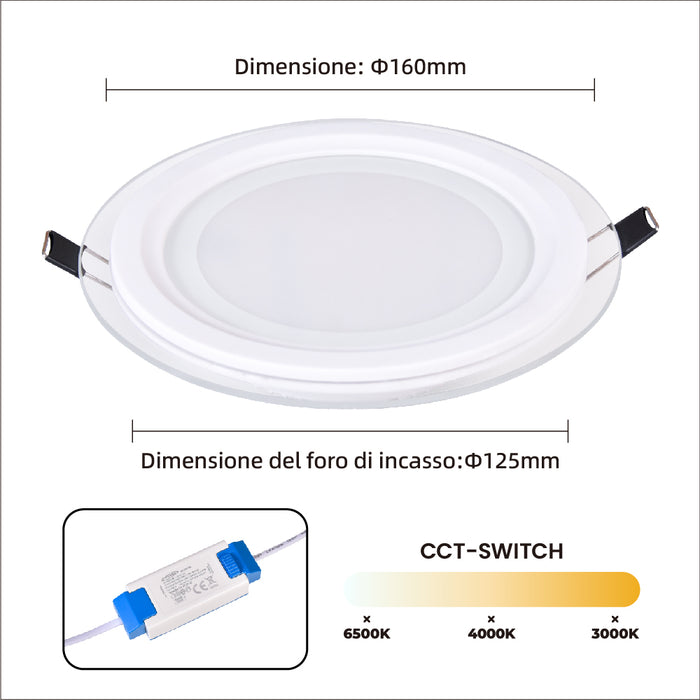 Pannello LED da incasso 12W P-125E-T3C