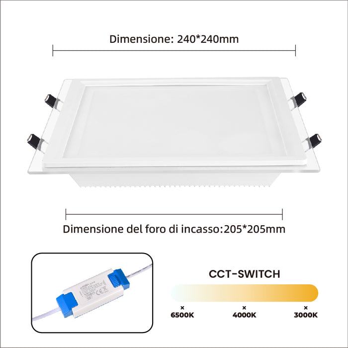 Pannello LED da incasso 24W P-205E-Q3C