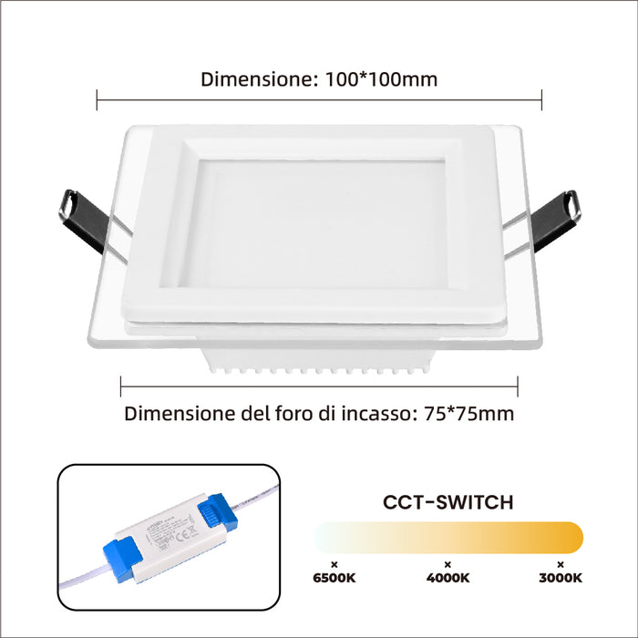 Pannello LED da incasso 6W P-75E-Q3C