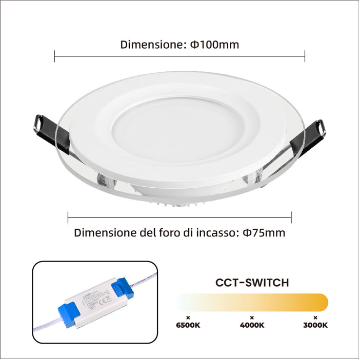 Pannello LED da incasso 6W P-75E-T3C